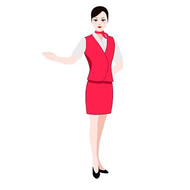 服务人员卡通原创迎宾礼仪人物素材介绍家政讲解家政服务平面扁平插画